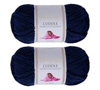 Utopia Crafts Cuddle Laine Chenille, Fil Chenille, Pelote de Laine à Tricoter Super Épaisse de 100 g (60 m), Moelleuse, Douce, Facile à Utiliser, Idéale pour Crochet et Tricot, Lot de 2, Bleu Marine