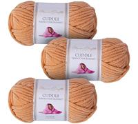 Utopia Crafts Cuddle Laine Chenille, Fil Chenille, Pelote de Laine à Tricoter Super Épaisse de 100 g (60 m), Moelleuse, Douce, Facile à Utiliser, Idéale pour Crochet et Tricot, Lot de 3, Pêche Foncé