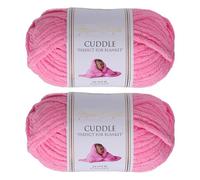 Utopia Crafts Cuddle Laine Chenille, Fil Chenille, Pelote de Laine à Tricoter Super Épaisse de 100 g (60 m), Moelleuse, Douce, Facile à Utiliser, Idéale pour Crochet et Tricot, Lot de 2, Rose Vif