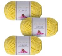 Utopia Crafts Cuddle Laine Chenille, Fil Chenille, Pelote de Laine à Tricoter Super Épaisse de 100 g (60 m), Moelleuse, Douce, Facile à Utiliser, Idéale pour Crochet et Tricot, Lot de 3, Jaune Citron