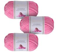 Utopia Crafts Cuddle Laine Chenille, Fil Chenille, Pelote de Laine à Tricoter Super Épaisse de 100 g (60 m), Moelleuse, Douce, Facile à Utiliser, Idéale pour Crochet et Tricot, Lot de 3, Rose Vif