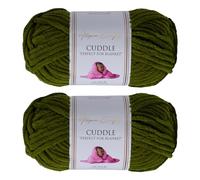 Utopia Crafts Cuddle Laine Chenille, Fil Chenille, Pelote de Laine à Tricoter Super Épaisse de 100 g (60 m), Moelleuse, Douce, Facile à Utiliser, Idéale pour Crochet et Tricot, Lot de 2, Vert Olive