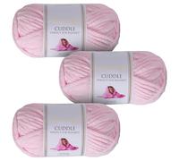 Utopia Crafts Cuddle Laine Chenille, Fil Chenille, Pelote de Laine à Tricoter Super Épaisse de 100 g (60 m), Moelleuse, Douce, Facile à Utiliser, Idéale pour Crochet et Tricot, Lot de 3, Rose Layette