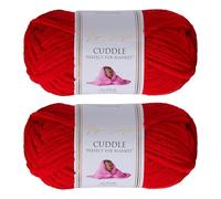 Utopia Crafts Cuddle Laine Chenille, Fil Chenille, Pelote de Laine à Tricoter Super Épaisse de 100 g (60 m), Moelleuse, Douce, Facile à Utiliser, Idéale pour Crochet et Tricot, Lot de 2, Rouge