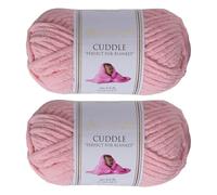 Utopia Crafts Cuddle Laine Chenille, Fil Chenille, Pelote de Laine à Tricoter Super Épaisse de 100 g (60 m), Moelleuse, Douce, Facile à Utiliser, Idéale pour Crochet et Tricot, Lot de 2, Rose Clair