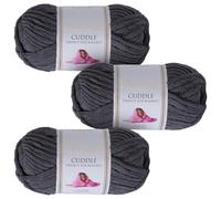 Utopia Crafts Cuddle Laine Chenille, Fil Chenille, Pelote de Laine à Tricoter Super Épaisse de 100 g (60 m), Moelleuse, Douce, Facile à Utiliser, Idéale pour Crochet et Tricot, Lot de 3, Gris Acier