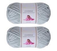 Utopia Crafts Cuddle Laine Chenille, Fil Chenille, Pelote de Laine à Tricoter Super Épaisse de 100 g (60 m), Moelleuse, Douce, Facile à Utiliser, Idéale pour Crochet et Tricot, Lot de 2, Gris Clair