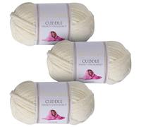 Utopia Crafts Cuddle Laine Chenille, Fil Chenille, Pelote de Laine à Tricoter Super Épaisse de 100 g (60 m), Moelleuse, Douce, Facile à Utiliser, Idéale pour Crochet et Tricot, Lot de 3, Crème