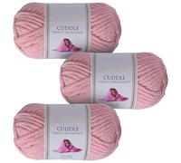 Utopia Crafts Cuddle Laine Chenille, Fil Chenille, Pelote de Laine à Tricoter Super Épaisse de 100 g (60 m), Moelleuse, Douce, Facile à Utiliser, Idéale pour Crochet et Tricot, Lot de 3, Rose Clair