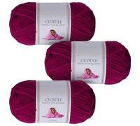 Utopia Crafts Cuddle Laine Chenille, Fil Chenille, Pelote de Laine à Tricoter Super Épaisse de 100 g (60 m), Moelleuse, Douce, Facile à Utiliser, Idéale pour Crochet et Tricot, Lot de 3, Violet