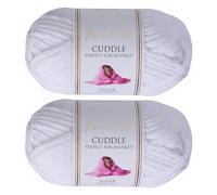 Utopia Crafts Cuddle Laine Chenille, Fil Chenille, Pelote de Laine à Tricoter Super Épaisse de 100 g (60 m), Moelleuse, Douce, Facile à Utiliser, Idéale pour Crochet et Tricot, Lot de 2, Blanc
