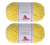 Utopia Crafts Cuddle Laine Chenille, Fil Chenille, Pelote de Laine à Tricoter Super Épaisse de 100 g (60 m), Moelleuse, Douce, Facile à Utiliser, Idéale pour Crochet et Tricot, Lot de 2, Jaune Citron