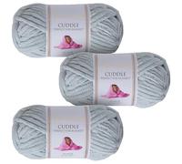 Utopia Crafts Cuddle Laine Chenille, Fil Chenille, Pelote de Laine à Tricoter Super Épaisse de 100 g (60 m), Moelleuse, Douce, Facile à Utiliser, Idéale pour Crochet et Tricot, Lot de 3, Gris Clair