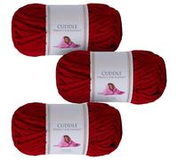 Utopia Crafts Cuddle Lot de 3 pelotes de fil chenille doux pour tricot et crochet 100 g Bordeaux