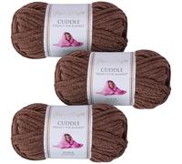 Utopia Crafts Cuddle Lot de 3 pelotes de fil chenille doux super épais pour tricot et crochet 100 g (café)