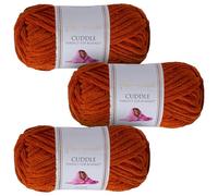 Utopia Crafts Cuddle Lot de 3 pelotes de fil chenille doux super épais pour tricot et crochet 100 g (caramel)