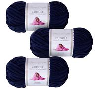 Utopia Crafts Cuddle Lot de 3 pelotes de fil chenille doux super épais pour tricot et crochet 100 g (bleu nuit)