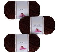 Utopia Crafts Cuddle Lot de 3 pelotes de fil chenille doux super épais pour tricot et crochet 100 g (marron)