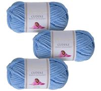 Utopia Crafts Cuddle Lot de 3 pelotes de fil chenille doux super épais pour tricot et crochet 100 g (ciel)