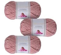 Utopia Crafts Cuddle Lot de 3 pelotes de fil chenille doux super épais pour tricot et crochet - 100 g - Rose poudré