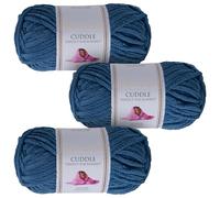 Utopia Crafts Cuddle Lot de 3 pelotes de fil chenille doux super épais pour tricot et crochet 100 g (bleu saxon)
