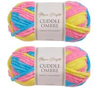 Utopia Crafts Cuddle Ombre Lot de 2 pelotes de fil chenille doux super épais pour tricot et crochet - 100 g (barbe à papa, 2 x 100 g)