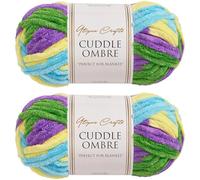 Utopia Crafts Cuddle Ombre Lot de 2 pelotes de fil chenille super épais doux pour tricot et crochet - 100 g (brise tropicale, 2 x 100 g)