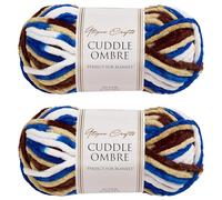 Utopia Crafts Cuddle Ombre Lot de 2 pelotes de fil chenille super épais doux pour tricot et crochet - 100 g - Bleu ciel (Sahara Sky, 2 x 100 g)