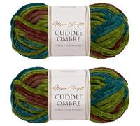 Utopia Crafts Cuddle Ombre Lot de 2 pelotes de fil chenille super épais doux pour tricot et crochet - 100 g (brume forestière, 2 x 100 g)