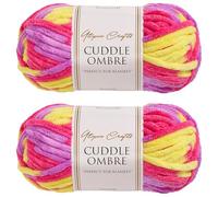 Utopia Crafts Cuddle Ombre Lot de 2 pelotes de fil chenille super épais doux pour tricot et crochet - 100 g (Candy Sunshine, 2 x 100 g)
