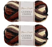 Utopia Crafts Cuddle Ombre Lot de 2 pelotes de fil chenille super épais doux pour tricot et crochet - 100 g (mélange cappucino, 2 x 100 g)