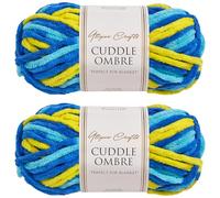 Utopia Crafts Cuddle Ombre Lot de 2 pelotes de fil chenille super épais doux pour tricot et crochet - 100 g (Ocean Sunrise, 2 x 100 g)