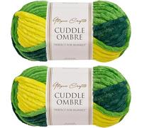 Utopia Crafts Cuddle Ombre Lot de 2 pelotes de fil chenille super épais et doux pour tricot et crochet - 100 g - Feuille tropicale - 2 x 100 g