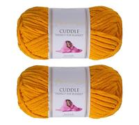 Utopia Crafts Cuddle Super Chunky Chenille Soft Yarn for Knitting and Crochet, 2x 100g - 60m (Mustard)