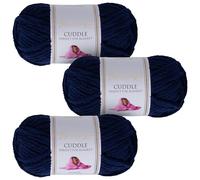 Utopia Crafts Cuddle Super Chunky Chenille Soft Yarn for Knitting and Crochet, 3x 100g - 60m (Navy Blue)