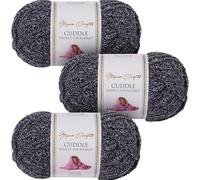 Utopia Crafts Cuddle Super Chunky Chenille Soft Yarn for Knitting and Crochet, 3x 100g - 60m (Stormy Charcoal)