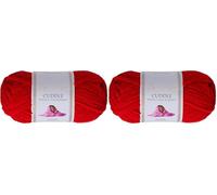Utopia Crafts Cuddle Super Chunky Fil Chenille Doux pour Tricot et Crochet, 100 g - 60 m (Rouge) (Lot de 2)
