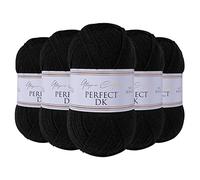 Utopia Crafts DK Fil à tricoter double, 5 x 100 g (Noir)