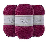 Utopia Crafts DK Lot de 3 pelotes de fil à tricoter double 100 g Framboise foncée