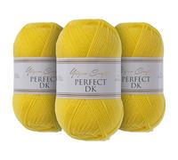 Utopia Crafts DK Lot de 3 pelotes de fil à tricoter double 100 g (maïs jaune)