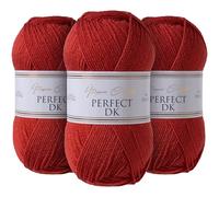 Utopia Crafts DK Lot de 3 pelotes de fil à tricoter double 100 g (oxyde rouge)