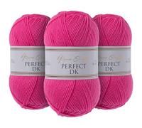 Utopia Crafts DK Lot de 3 pelotes de fil à tricoter double 100 g (rose framboise)