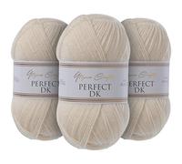 Utopia Crafts DK Lot de 3 pelotes de fil à tricoter double 100 g (soie naturelle)