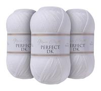 Utopia Crafts DK Lot de 3 pelotes de fil à tricoter double Blanc 100 g