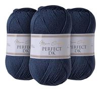 Utopia Crafts DK Lot de 3 pelotes de fil à tricoter double Bleu anthracite 100 g