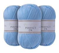 Utopia Crafts DK Lot de 3 pelotes de fil à tricoter double Bleu layette 100 g