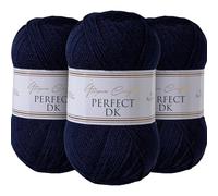 Utopia Crafts DK Lot de 3 pelotes de fil à tricoter double Bleu marine 100 g