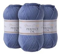 Utopia Crafts DK Lot de 3 pelotes de fil à tricoter double Bleu nuageux 100 g
