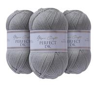 Utopia Crafts DK Lot de 3 pelotes de fil à tricoter double Gris 100 g