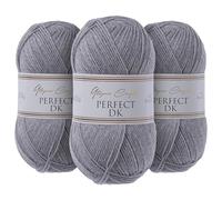 Utopia Crafts DK Lot de 3 pelotes de fil à tricoter double Gris clair chiné 100 g